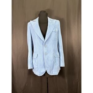 Vintage 70"s Chess King Powder Blue Men's Blazer, Wide Lapels, Faux Suede 38
